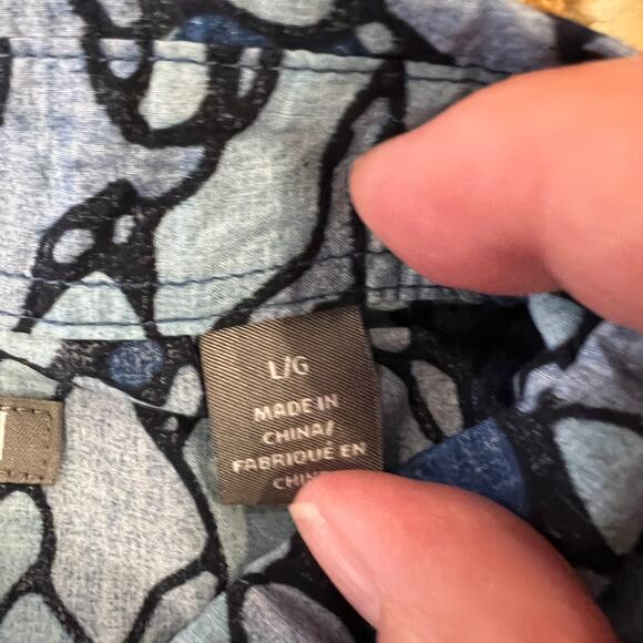 Michael Bastian Men's Blue Geometric Print Button Down Shirt - SIZE L - Picture 6 of 9